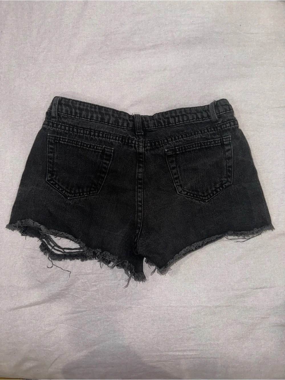 Distressed Black Denim Women's Cutoff Shorts